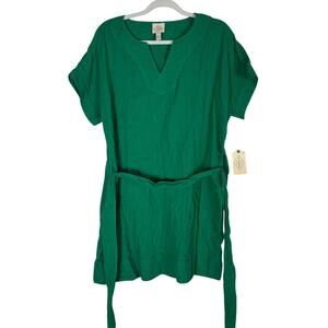 NWT Women's Green Petite St. John's Bay Tunic Mini Dress Top with Belt PXL